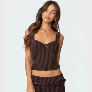 NWOT Edikted Pinstripe Ruffle Corset